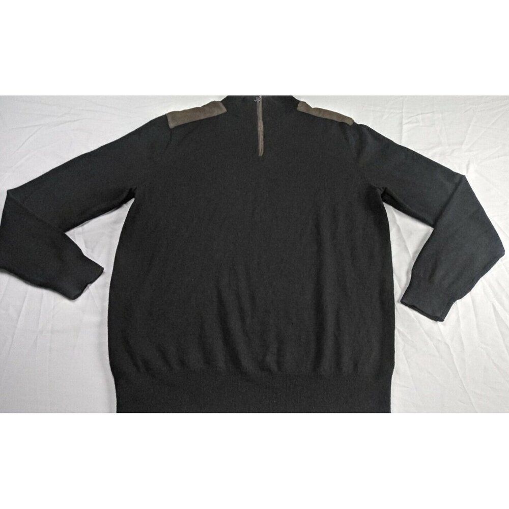 Harrison Davis Sweater Mens Medium Black Top With Faux Suede Trim poly wool - Picture 3 of 14